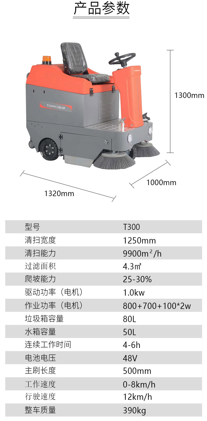 清诺T300驾驶式扫地机 Taurus 300金牛座户外驾驶型扫地车 电瓶式扫地机