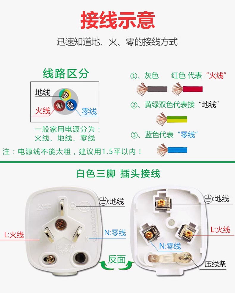 公牛插头三脚10a空调工业工程电源电线插头