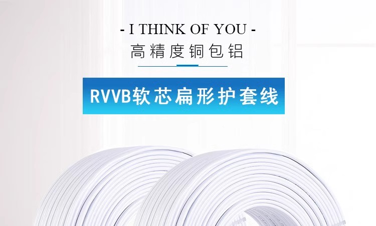 电源线电线2芯RVVB白色扁形2芯软护套线防水防冻平行线1.5平方毫米50m